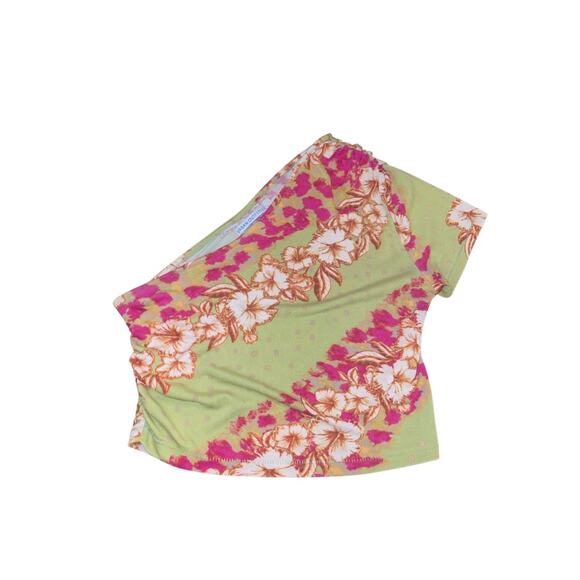 UO Urban Outfitters Libra Asymmetrical Top one shoulder blouse floral Size SP - Picture 1 of 3